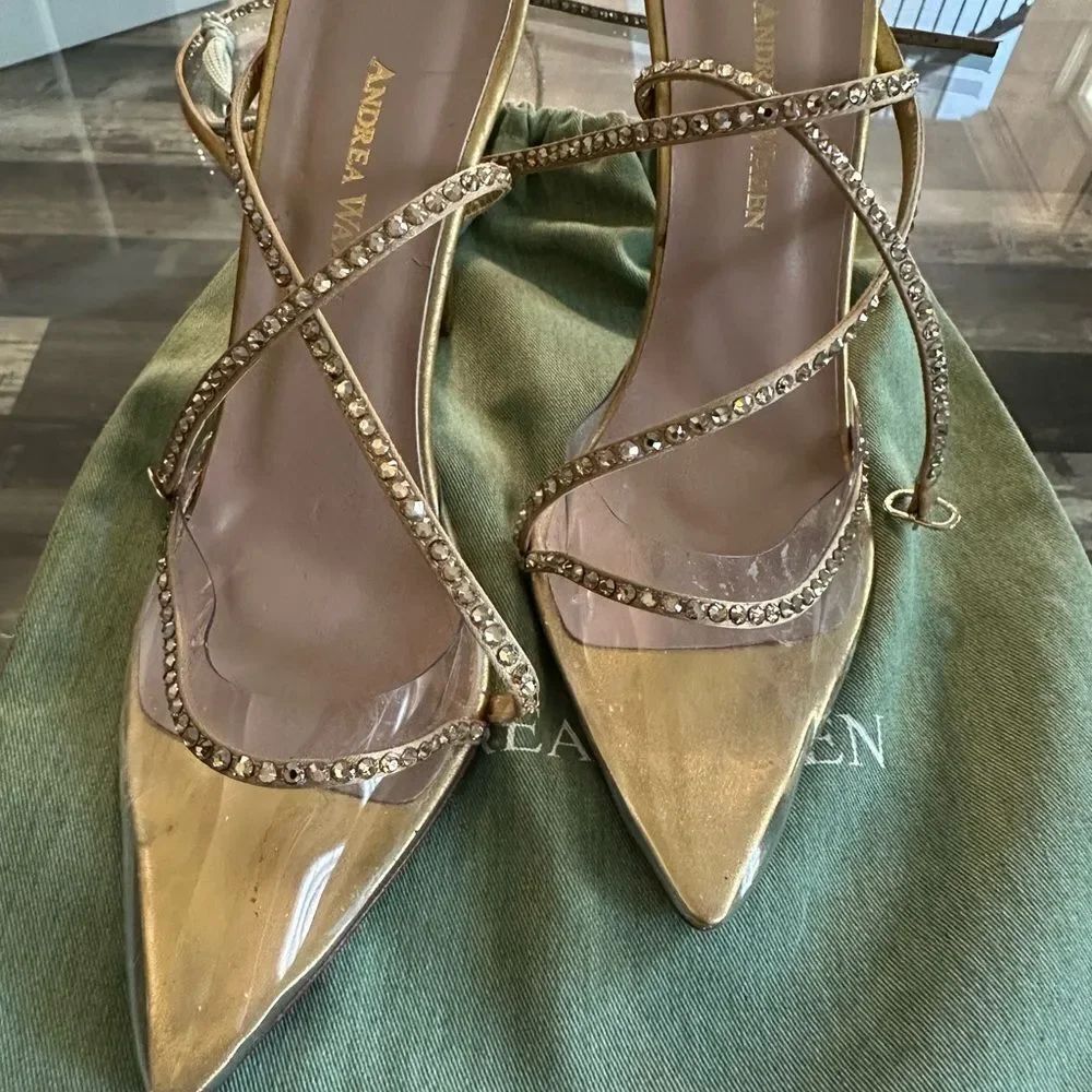 Andrea Wazen Gold Strappy Women's Shoes